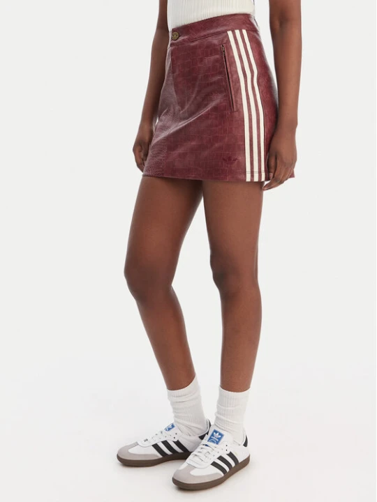 Zdjęcie produktu adidas Spódnica z imitacji skóry Pleather KD8785 Bordowy Regular Fit