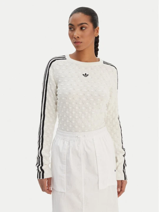 Zdjęcie produktu adidas Sweter Solid Spike KS6461 Écru Slim Fit Kremowy