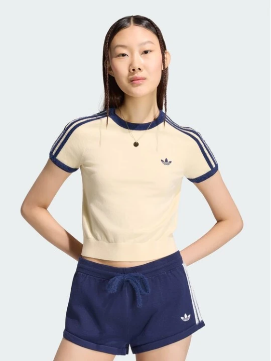 Zdjęcie produktu adidas T-Shirt KS7376 Kremowy Slim Fit