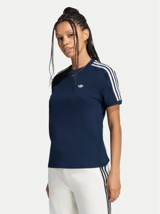 Zdjęcie produktu adidas T-Shirt Lace 3 Stripes LG4264 Granatowy Regular Fit