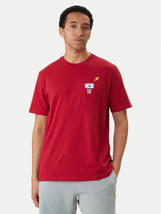 Zdjęcie produktu adidas T-Shirt Mini Embroidery Basketball Graphic KB2525 Czerwony Regular Fit