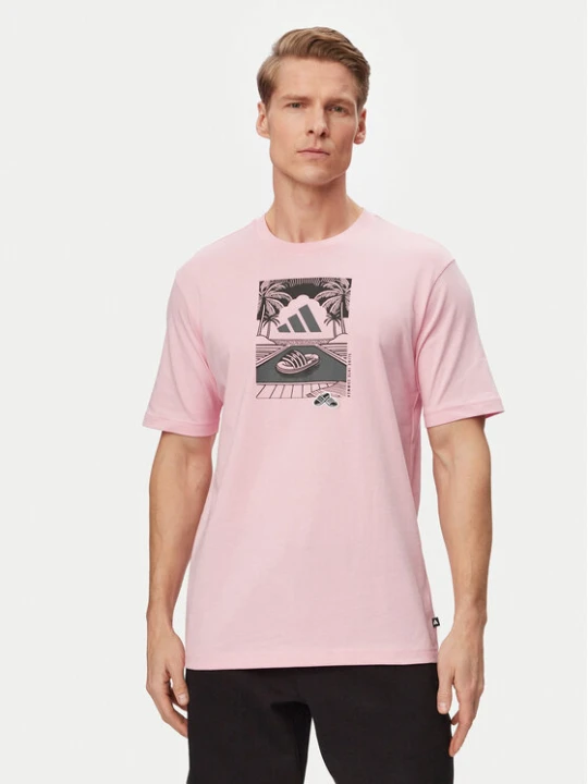 Zdjęcie produktu adidas T-Shirt Summer Slides Graphic KG5393 Różowy Regular Fit