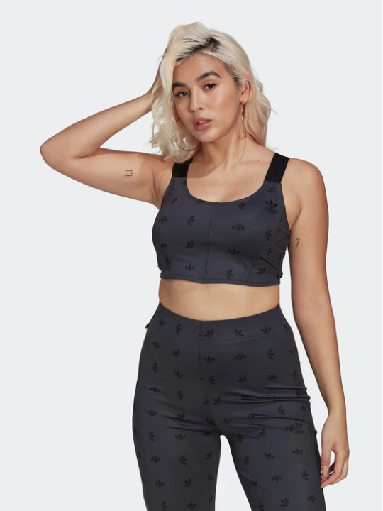 Zdjęcie produktu adidas Top Allover Print Corset HL9159 Szary Slim Fit