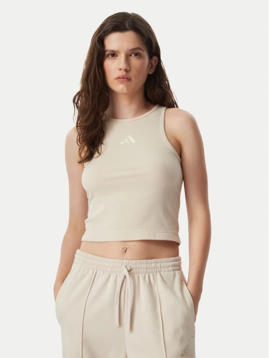 Zdjęcie produktu adidas Top Kit Small Logo Rib Tank KS7834 Kremowy Slim Fit