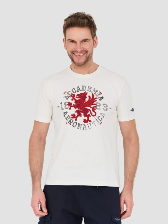 Zdjęcie produktu AERONAUTICA MILITARE Beżowy bawełniany męski t-shirt M.C., Rozmiar XL