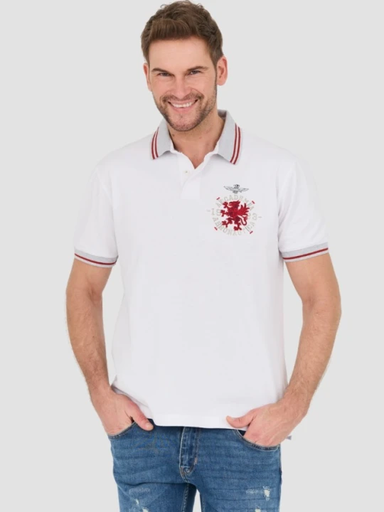 Zdjęcie produktu AERONAUTICA MILITARE Biała męska koszulka Polo M.C., Rozmiar M