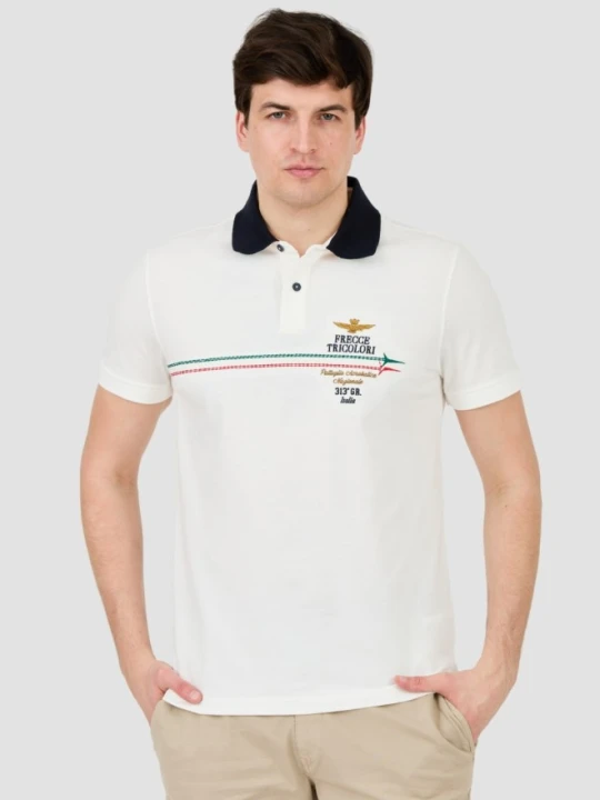 Zdjęcie produktu AERONAUTICA MILITARE Białe męskie polo Frecce Tricolori Embroidered, Rozmiar M
