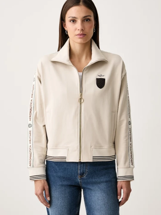 Zdjęcie produktu Aeronautica Militare bluza rozpinana damska bawełniana z elastanem beżowy