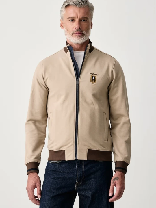 Zdjęcie produktu Aeronautica Militare bluza rozpinana męska bawełniana z elastanem beżowy