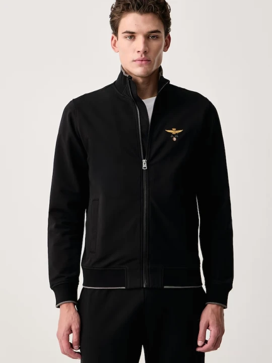 Zdjęcie produktu Aeronautica Militare bluza rozpinana męska bawełniana z elastanem czarny
