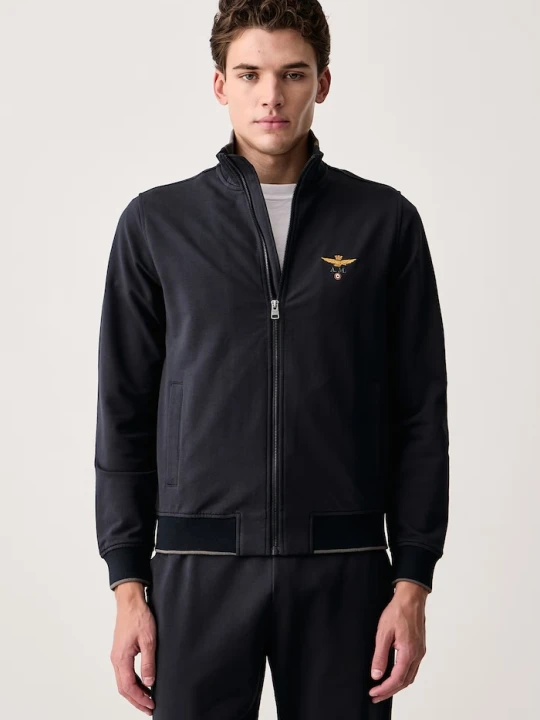 Zdjęcie produktu Aeronautica Militare bluza rozpinana męska bawełniana z elastanem granatowy