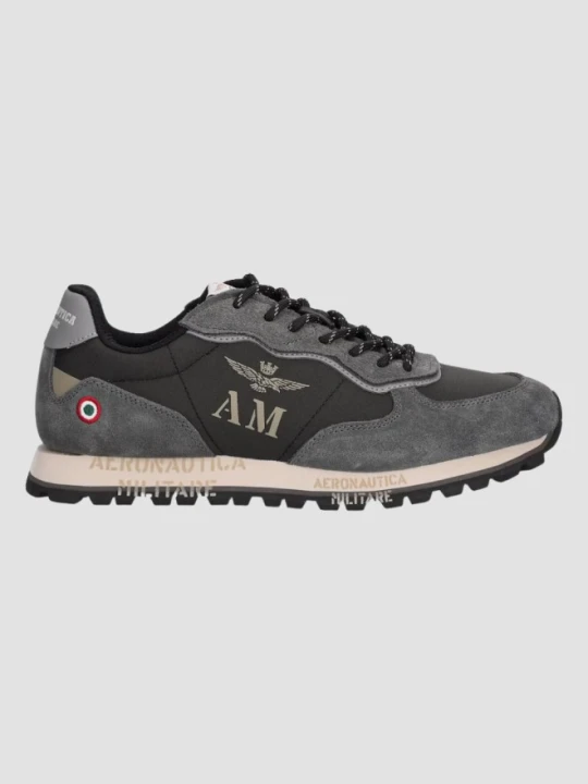 Zdjęcie produktu AERONAUTICA MILITARE Czarno-szare sneakersy męskie ze skórą zamszową, Rozmiar 44