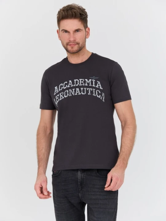 Zdjęcie produktu AERONAUTICA MILITARE Grafitowy bawełniany męski t-shirt M.C., Rozmiar M Szary