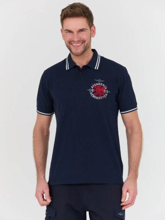 Zdjęcie produktu AERONAUTICA MILITARE Granatowa męska koszulka Polo M.C., Rozmiar M Niebieski