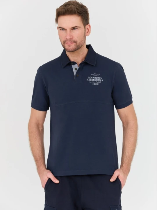 Zdjęcie produktu AERONAUTICA MILITARE Granatowa męska koszulka Polo M.C., Rozmiar XXL Niebieski