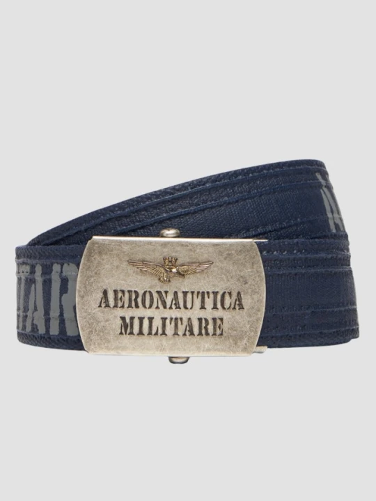 Zdjęcie produktu AERONAUTICA MILITARE Granatowy bawełniany męski pasek, Rozmiar S Niebieski