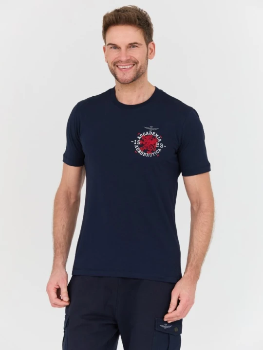 Zdjęcie produktu AERONAUTICA MILITARE Granatowy bawełniany męski t-shirt M.C., Rozmiar XL Niebieski