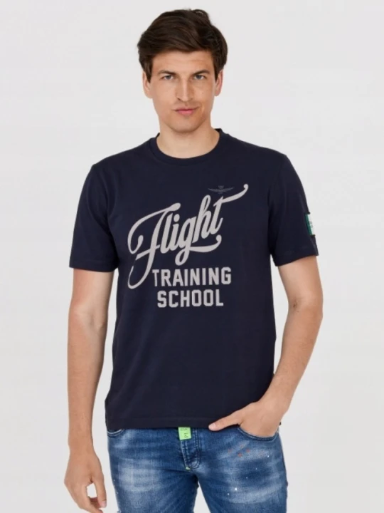 Zdjęcie produktu AERONAUTICA MILITARE Granatowy bawełniany t-shirt męski, Rozmiar M Niebieski