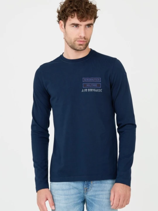 Zdjęcie produktu AERONAUTICA MILITARE Granatowy męski longsleeve bawełniany, Rozmiar 3XL Niebieski