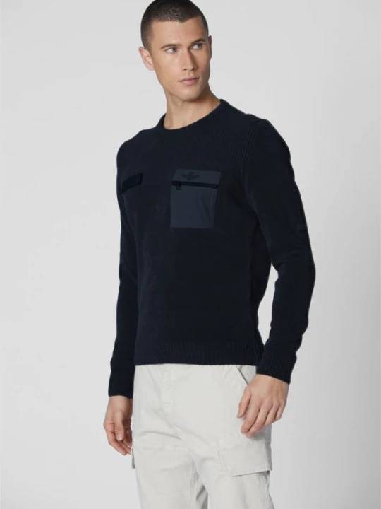Zdjęcie produktu AERONAUTICA MILITARE Granatowy sweter męski, Rozmiar 3XL Niebieski