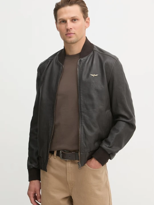 Zdjęcie produktu Aeronautica Militare kurtka bomber skórzana brązowy