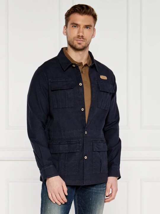 Zdjęcie produktu Aeronautica Militare Kurtka SAHARIANA | Regular Fit | z dodatkiem lnu granatowy