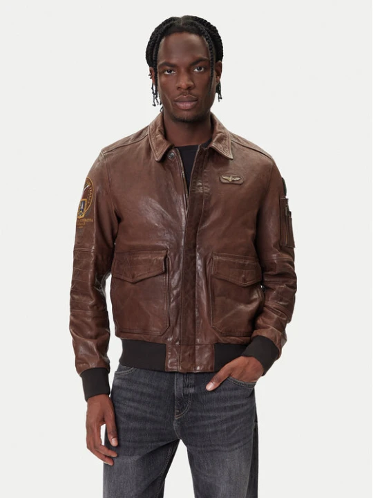 Zdjęcie produktu Aeronautica Militare Kurtka skórzana 252PN0963U100839 Brązowy Regular Fit