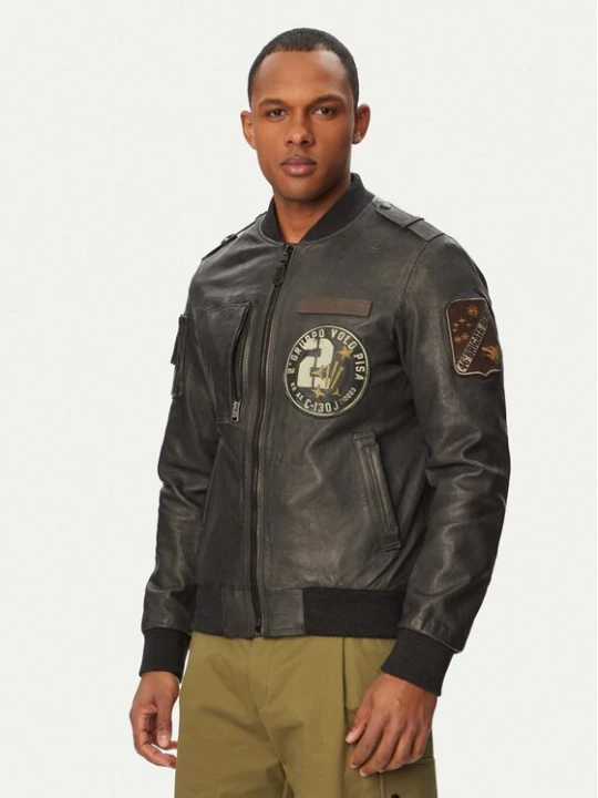 Zdjęcie produktu Aeronautica Militare Kurtka skórzana 261PN5055U100839 Czarny Regular Fit
