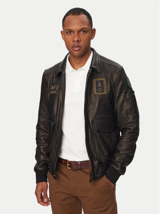 Zdjęcie produktu Aeronautica Militare Kurtka skórzana 261PN5057U100839 Czarny Regular Fit