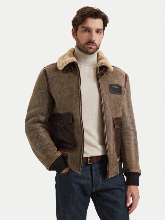 Zdjęcie produktu Aeronautica Militare Kurtka skórzana 262PN0165U100876 Brązowy Regular Fit