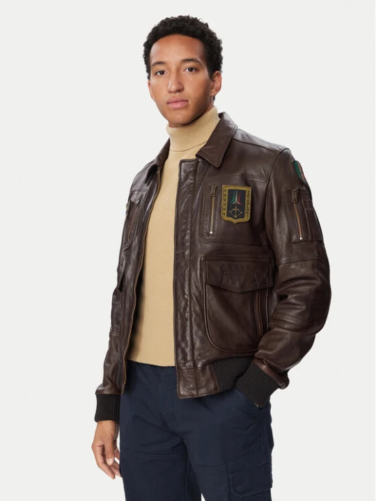 Zdjęcie produktu Aeronautica Militare Kurtka skórzana 262PN0846U100839 Beżowy ciemny Regular Fit