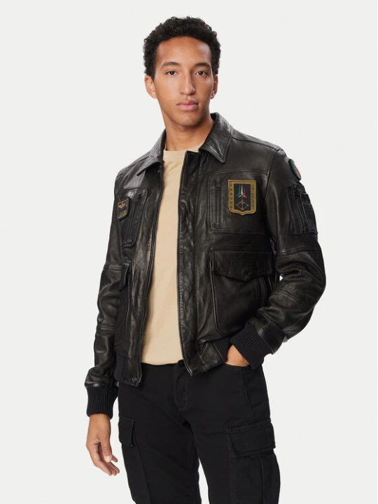 Zdjęcie produktu Aeronautica Militare Kurtka skórzana 262PN0846U100839 Czarny Regular Fit