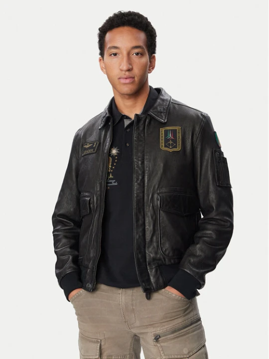 Zdjęcie produktu Aeronautica Militare Kurtka skórzana 262PN0895U100839 Czarny Regular Fit