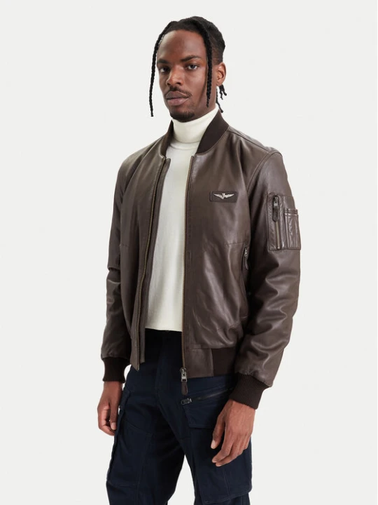 Zdjęcie produktu Aeronautica Militare Kurtka skórzana 262PN0966UPL00328 Brązowy Regular Fit