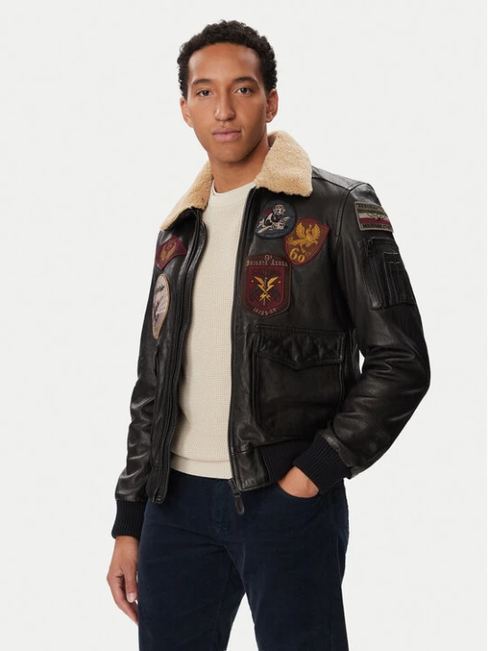 Zdjęcie produktu Aeronautica Militare Kurtka skórzana 262PN0968U100839 Czarny Regular Fit