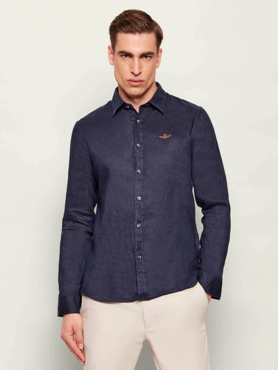 Zdjęcie produktu Aeronautica Militare Lniana koszula | Regular Fit granatowy