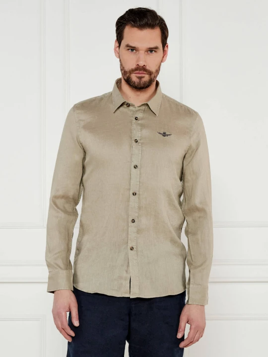 Zdjęcie produktu Aeronautica Militare Lniana koszula | Regular Fit beżowy