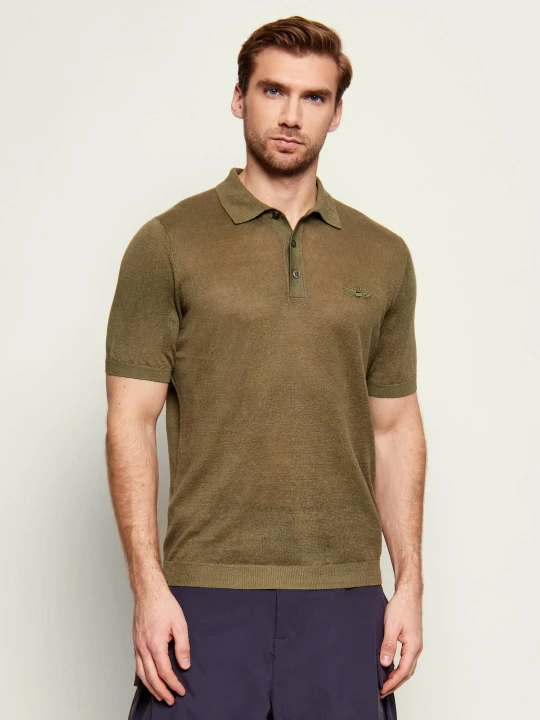 Zdjęcie produktu Aeronautica Militare Lniane polo | Regular Fit oliwkowy