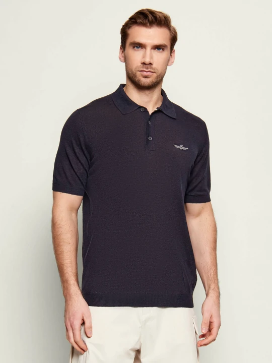 Zdjęcie produktu Aeronautica Militare Lniane polo | Regular Fit granatowy