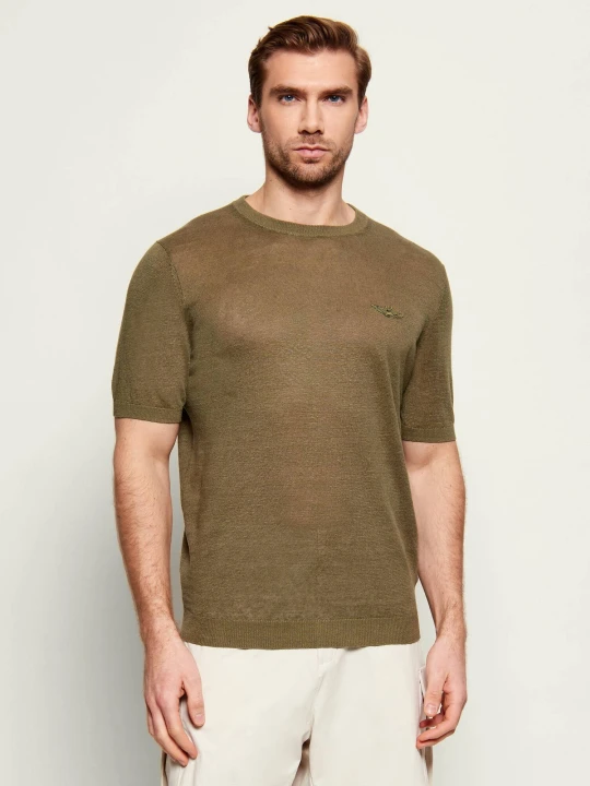 Zdjęcie produktu Aeronautica Militare Lniany t-shirt | Regular Fit oliwkowy