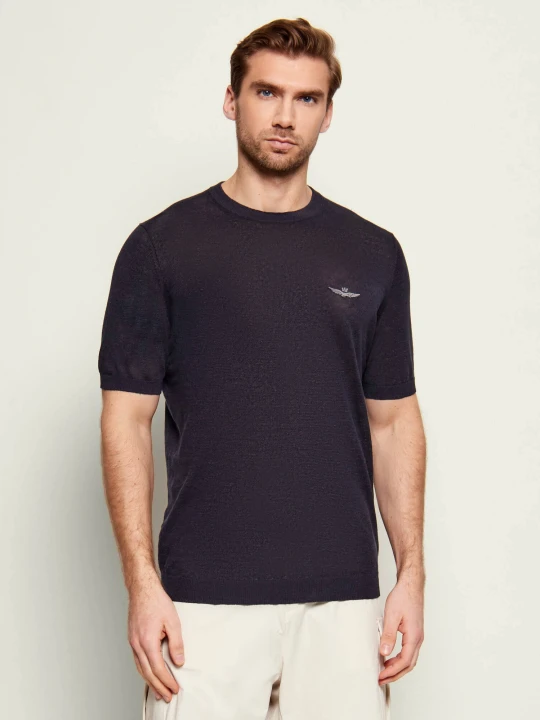 Zdjęcie produktu Aeronautica Militare Lniany t-shirt | Regular Fit granatowy