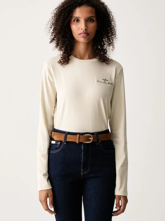 Zdjęcie produktu Aeronautica Militare longsleeve damski z bawełną beżowy