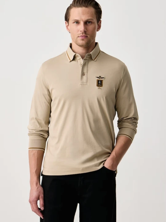 Zdjęcie produktu Aeronautica Militare longsleeve męski bawełniany beżowy