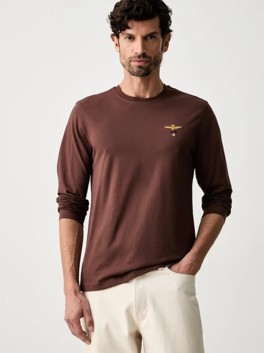Zdjęcie produktu Aeronautica Militare longsleeve męski bawełniany brązowy