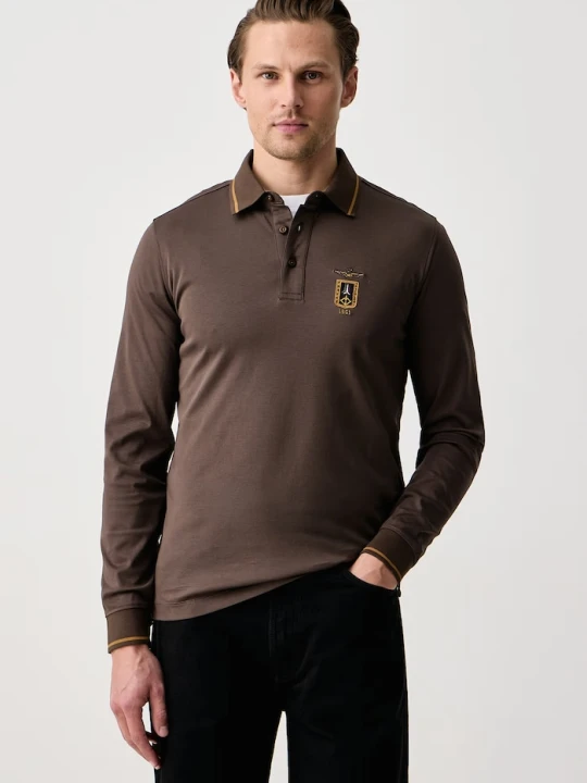 Zdjęcie produktu Aeronautica Militare longsleeve męski bawełniany brązowy