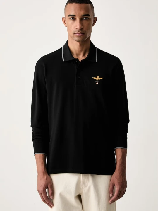Zdjęcie produktu Aeronautica Militare longsleeve męski bawełniany czarny
