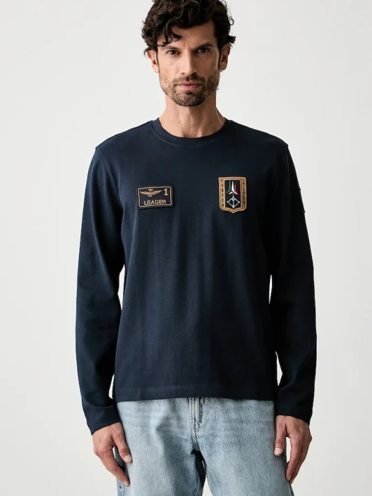 Zdjęcie produktu Aeronautica Militare longsleeve męski bawełniany granatowy
