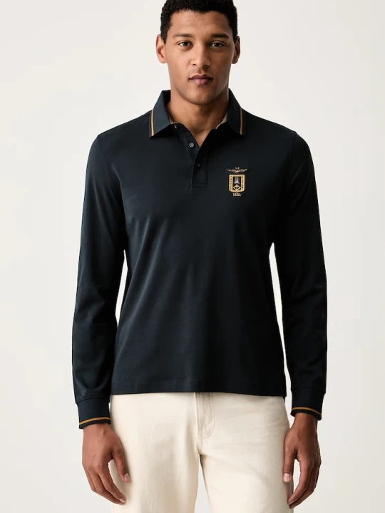 Zdjęcie produktu Aeronautica Militare longsleeve męski bawełniany granatowy