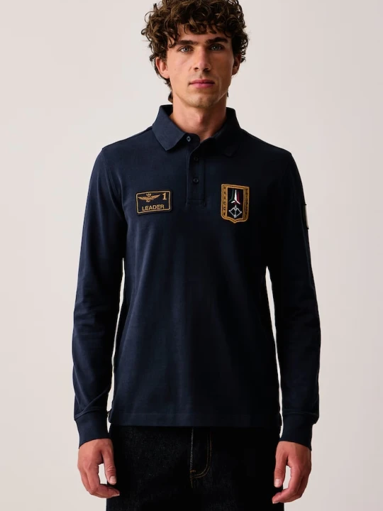 Zdjęcie produktu Aeronautica Militare longsleeve męski bawełniany granatowy