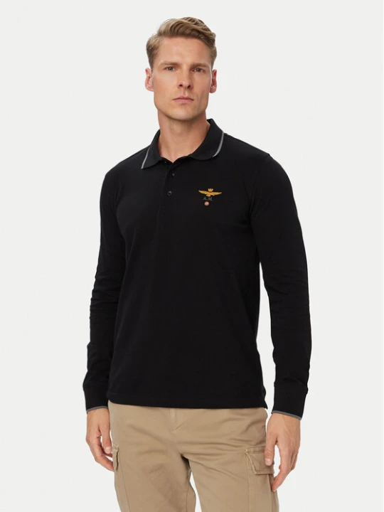 Zdjęcie produktu Aeronautica Militare Polo 262PO1653UP00082 Czarny Regular Fit